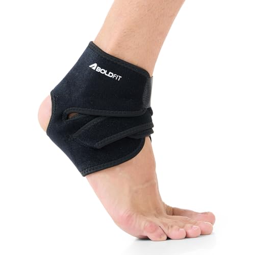 Boldfit Premium Ankle Support Compression Brace For Injuries, Ankle Protection Guard Helpful In Pain Relief And Recovery. Ankle Band For Men & Women Neoprene Black - 1Pcs, Free Size
