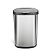 NINESTARS 13 Gallon Kitchen Trash Can, Automatic Touchless Motion Sensor Trash Can with Black Lid, 50 Liter Stainless Steel Garbage Bin, Oval, DZT-50-13