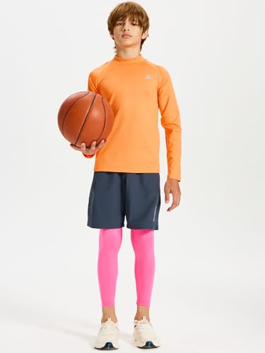 Image of DEVOROPA Boys Leggings Youth Compression Pants Sports Tights Basketball Football Baseball Soccer Baselayer Slim /Regular /Husky