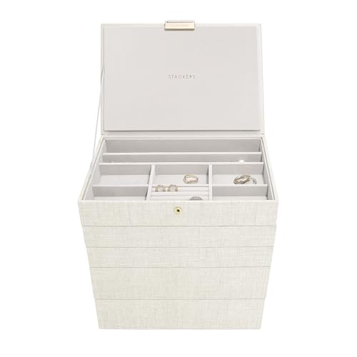Boîte à bijoux Stackers Linen & Oatmeal Classic Lot de 5 modulable