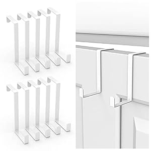 Over The Door Hooks 10 Pack, Z-Shaped Door Hanger Hook Fits The 1 3/8″ and 1 3/4″ Door Widths, Reversible Metal Door Hooks for Hanging Clothes, Coats, Towels, Shoe Organizers (White)