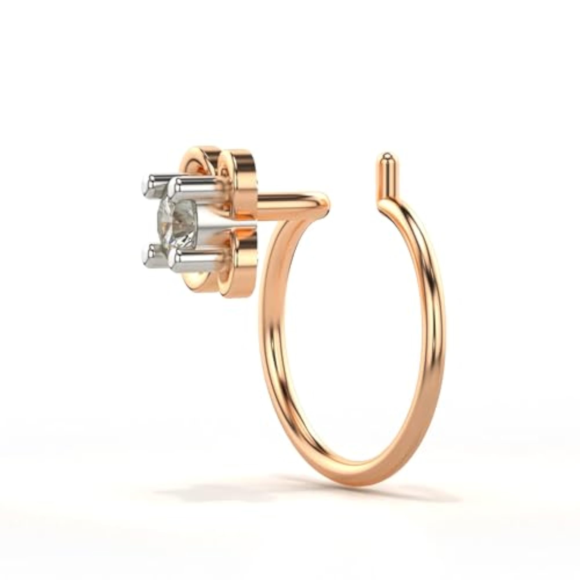 Hallmarked Gold & Certified Lab Grown Diamond Nosepin, 0.05cts