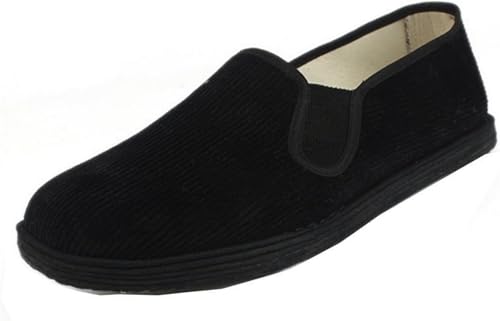 Men's Traditional Chinese Kung Fu Shoes, Cotton Slip-On Martial Arts Footwear, Lightweight, Breathable, Non-Slip Sole (Black 41)
