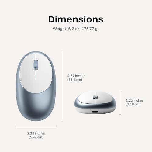 Image of Satechi M1 Wireless Bluetooth Mouse, USB-C Rechargeable, Blue | Compact and portable, for MacBook, iPad, iPad mini, Mac mini, iMac, Windows