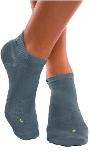 ZaTech Calcetines deportivos de corte bajo, calcetines cortos de compresión para fascitis plantar para hombres y mujeres. (FR/ES, Números, 35, 39, Regular, Regular, Gris)
