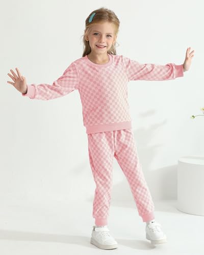 WESIDOM Toddler Girl Clothes Checkered Long Sleeve Pullover Tops + Pants Toddler Baby Sweatsuit Fall Winter Outfits3