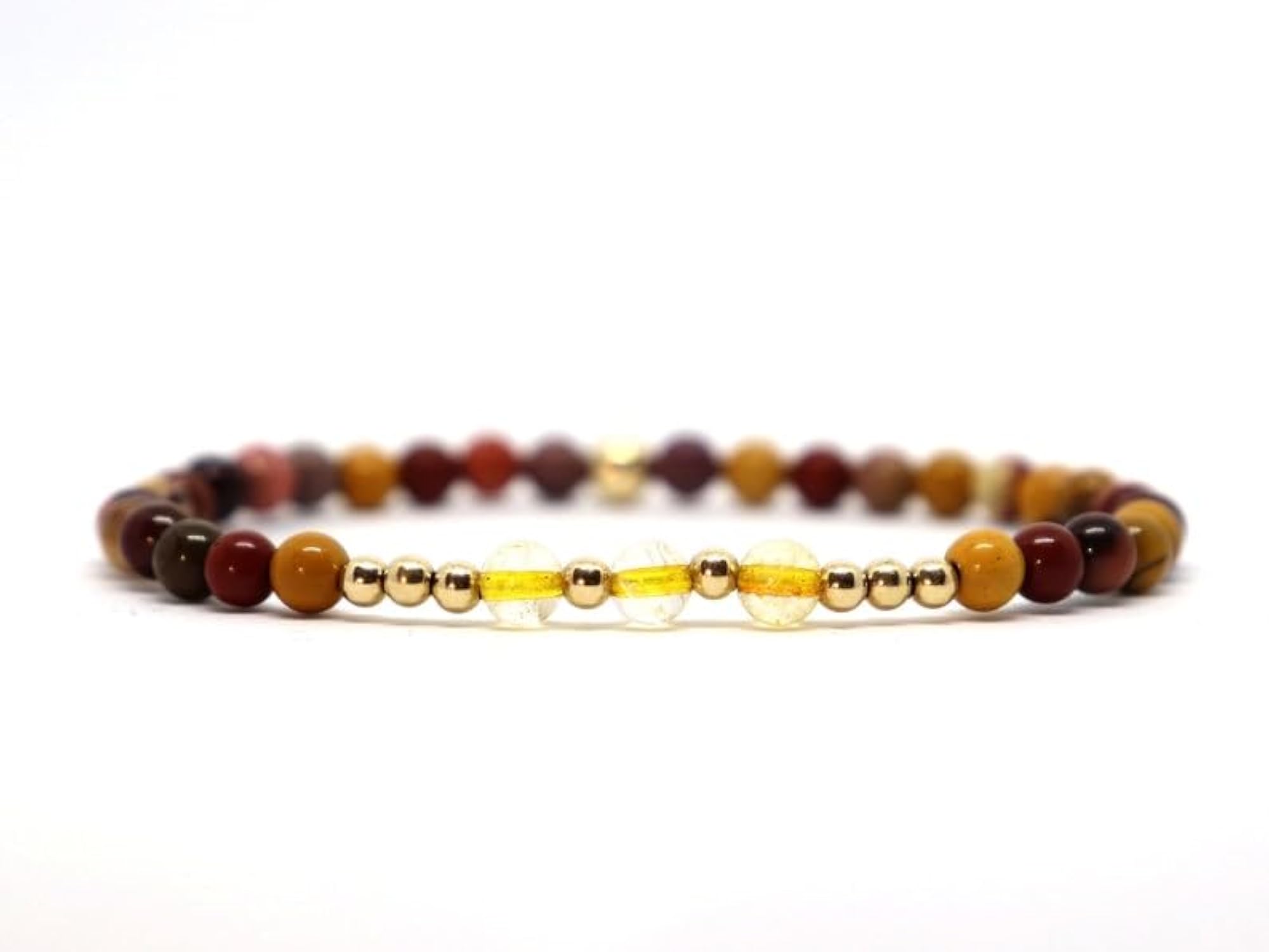 Natural Mookaite Jasper 4mm Round Bead Stretchable Bracelet, Unisex