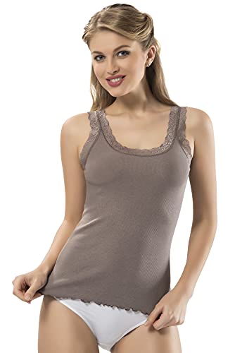 Image of VAVONNE Lace Camisole Tank Tops for Women, Soft Stretch Ribbed Cotton Cami