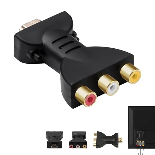 Eiaigky HDMI to AV RGB RCA Converter 1080P HDMI to 3 RGB Adapter High Definition AV Video Adapter with Gold-Plated Interface Universal Plug & Play Compatible with TV Laptop Xbox PS3 DVD