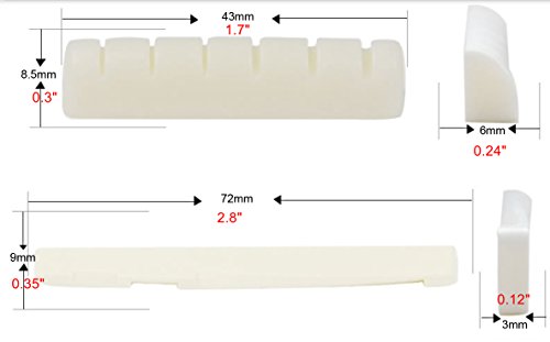 Luvay 6pcs Guitar Bone Bridge Pins + Guitar Bone Bridge Saddle & Nut, Made of Real Bone for Acoustic Guitar