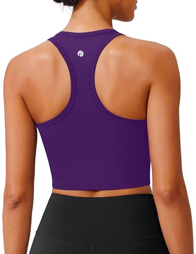 Image of PINSPARK Sports Bra Longline Racerback Tank Tops for Women Padded Workout Yoga Top