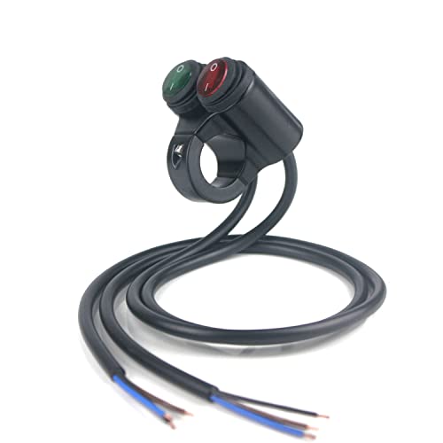 Switian Interrupteur Moto, 22mm 12V Universel Guidon Interrupteur Phare de Frein de Moto Brouillard Lumières Corne Double Bouton de Commande Commutateur Cover