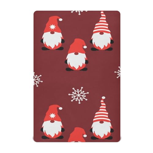 Moudou Christmas Gnome Playard Sheet for Boy Girls, Soft Breathable Fitted Toddler Sheet for Standard Playard Bed Mattress, 39 x 27 x 5 Inch