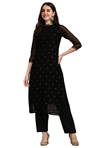 Image of Hritika Women Faux Georgette Sequin Pattern Straight Kurta set (Hrkb0070 Parent)