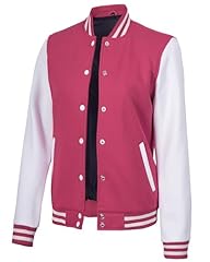 Womens Pink and White Varsity Jacket