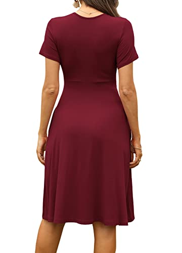 Image of WEACZZY Women's Summer Short Sleeve Casual Dresses V-Neck Floral Party Dress with Pockets