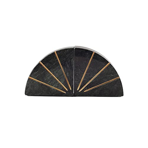 TELONI Set of 2 Heavy Book Stand Marble Decorative Bookend Shelf CD Stationery Simple Marble Book Ends Book Stopper Ornament (Green)