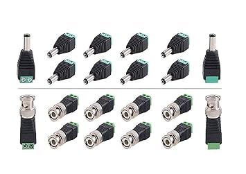 DC Power Connector, BNC Mal Baloon Connector for Led Strip CCTV Security Camera Cable Wire Ends Plug Barrel Adapter - 10 x Mal DC + 10 x Mal BNC -Pack of 10-Black-image-43