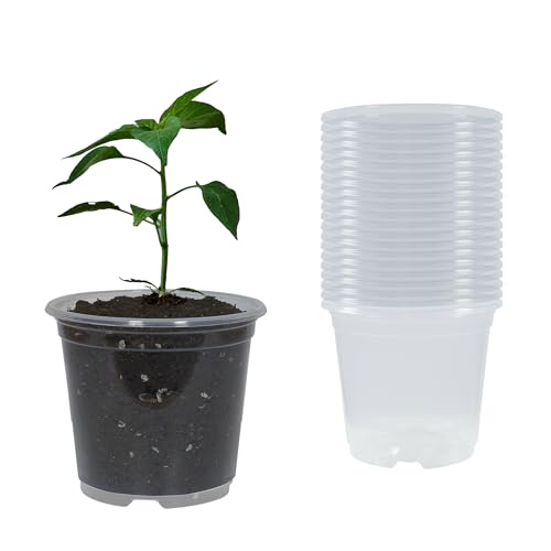 TNTIWQ 20 Pack 4 Inch Clear Nursery Pots with Drainage Plant Pots for Plants Transparent Potting Containers for Plants Seeding Starter Pot(Clear 4 Inch 20 Pcs)