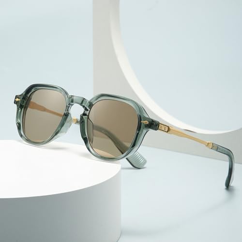 Image of Oval Sunglasses for Women - Rivet Detail Gradient Shades Protection, Vintage-Inspired Fashion Eyewear, Chic Sun Glasses