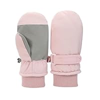 Fjquamitix Kids Winter Ski Mittens, Waterproof Mittens Kids, Warm Fleece Lined Toddler Ski Gloves Age 2-8 Boys Girls For Winter Outdoor (Pink, M)