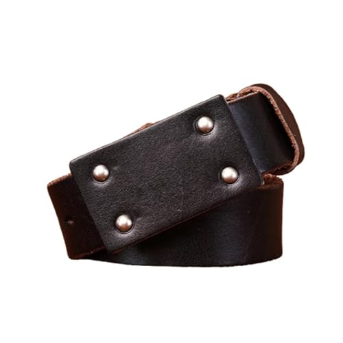 Ceinture cuir de vache vintage unisex large boucle carrée robuste pour pantalon jean