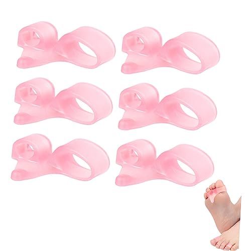 NOLITOY 12pcs Double Hole Toe Splitter Hallux Hammer Big Spreader Straightener Crooked Bunion Correctors Separating Tool Durable Separators Bunion Spacers Eversion Pink Protector Sebs
