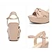 syztsho Women's Platform Heels Ankle Strap Sandals Peep Toe Suede Wedges Sandal Fashion Wedding Sexy Dress Block Chunky High Heel Pumps Apricot Size US 7 CN 38