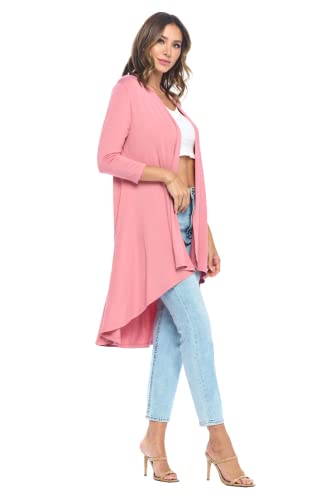 Image of Women's 3 /4 Sleeve Soft Open Front Casual Flowy Long Viscose Made from Bamboo Cardigan