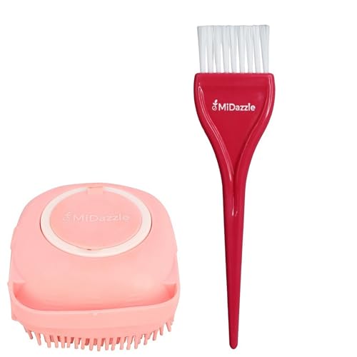 Midazzle Silicone Bath Brush Set, Body Wash Scrubber with Mehandi Brush, 2 Pieces Deal