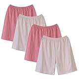 Abuela Mujeres De Edad Avanzada Algodón Ropa Interior Suelta Pantalones Cortos Calzoncillos Bóxer Esquina Plana Femenina De Mediana Edad Y Ancianos Juego De 4 Piezas(Red skin,XXL)