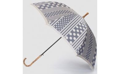 [槙田商店]晴雨兼用長傘 Kirie ドットとストライプ アッシュブルー[槙田商店]晴雨兼用長傘 Kirie ドットとストライプ アッシュブルー 傘 かさ 雨具 高級 晴雨 兼用 UV 日焼け ギフト ファッション 日傘 プレゼント 化粧箱 老舗