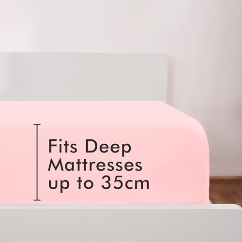 Baby Pink Fitted Sheet Double Beds (135×190 cm, Deep 35 cm), Pack of 1 Soft Microfibre Elasticated Cover, Breathable - Image 3