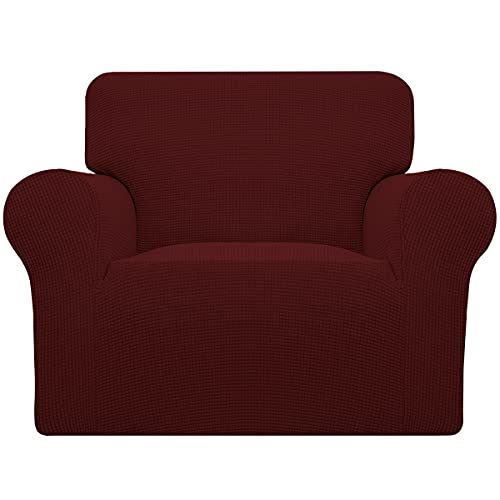 Image of Easy-Going Stretch Oversized Chair Sofa Slipcover 1-Piece Couch Sofa Cover Furniture Protector Soft with Elastic Bottom for Kids Spandex Jacquard Fabric Small Checks Wine