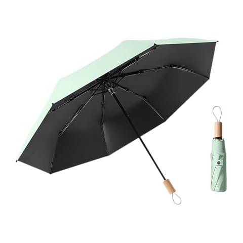 erised's bifrost Nordic Style Compact Folding Umbrella Wood Handle Coating Layer Fabric Blocking UV Protection 99.9%/Lightweight Portable/Car/Small Travel Backpack/Rain Sun Anti UPF 50/Men Women Kids Cover