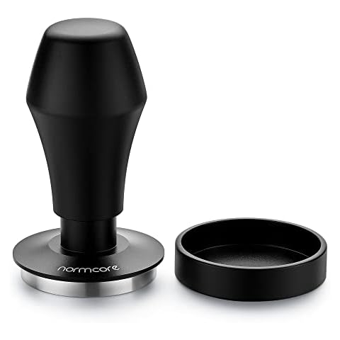 Normcore V4 Coffee Tamper 53.3mm - Spring-loaded Tamper – Barista Espresso Tamper with 15lb / 25lb / 30lbs Replacement Springs - Anodized Aluminum Handle and Stand - Flat Base Cover