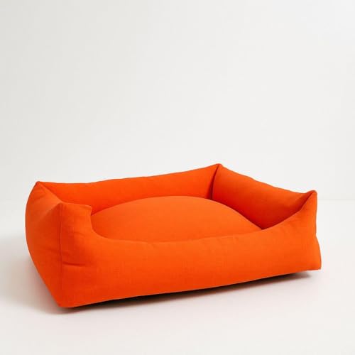 HAPPYRELAX - Cuccia Cane Interno Cuccia Cane Piccolo Rivestimento Loneta (55×40 h27cm) Cucce per Cani Lavabile, Made in Italy Misure Generose e Altezza Superiore Rispetto altre Cucce (Arancio)