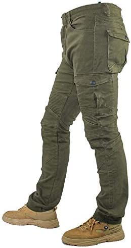 CBBI-WCCI Sportliche Motorrad Hose Mit Protektoren Motorradhose mit Oberschenkeltaschen (M = 30W / 31L, Armeegrün)