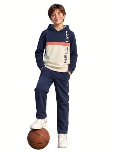 Image of HELLCAT Printed Cotton Blend Full sleeve Hoodie T-shirt Jogger Trackpant Clothing Set for Boys