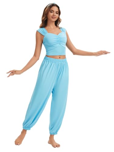 ICEYOU Arabian Princess Costume for Women Two Piece Halloween Cos...