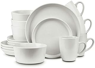 Stone Lain 16 Pieces Stoneware Round Dinnerware Set, Snow White