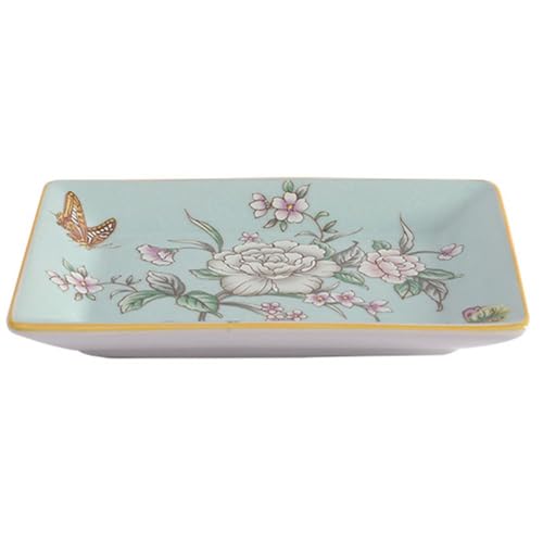 YlobdolY Ceramic Trinket Dish Tray for Earrings Necklaces Ring Watch Keys, Chinese Painting Rectangular Jewelry Tray Key Bowl Soap Dish Decorative Plate for Sisters Daughter Mother Green YlobdolY Ceramic Trinket Dish Tray for Earrings Necklaces Ring Watch Keys, Chinese Painting Rectangular Jewelry Tray Key Bowl Soap Dish Decorative Plate for Sisters Daughter Mother Green