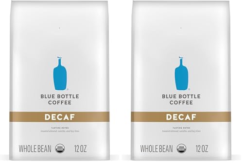Blue Bottle Whole Bean Organic Coffee, Decaf, Medium Roast, 12 Ounce bag (Pack of 2)