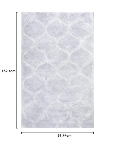 Image of Super Ultra Modern Soft Shaggy Handcrafted Anti-Skid Silk Touch Carpet, Size 3x5 Feet, Color Silver