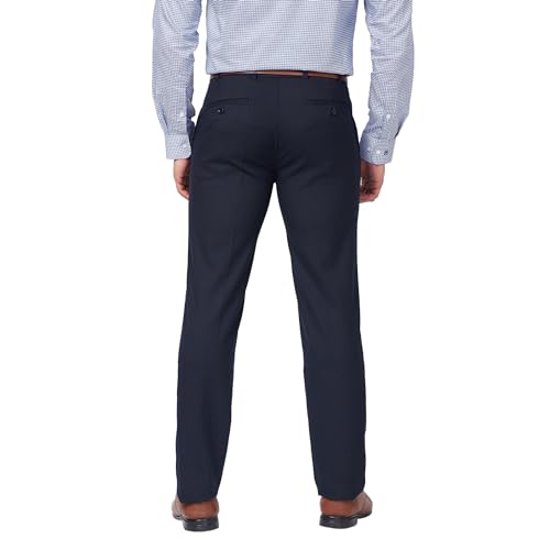 Image of Raymond Men's Slim Fit Polyester Blend Checks Pattern Flat Front Formal Trouser