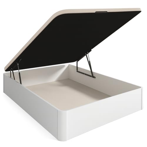 Acomoda Textil – Canapé Abatible de Gran Capacidad con Tapa 3D Transpirable, Estructura Robusta y Apertura Hidráulica Ideal para Organización, Almacenaje y Descanso Diario. (Blanco, 90x190 cm)