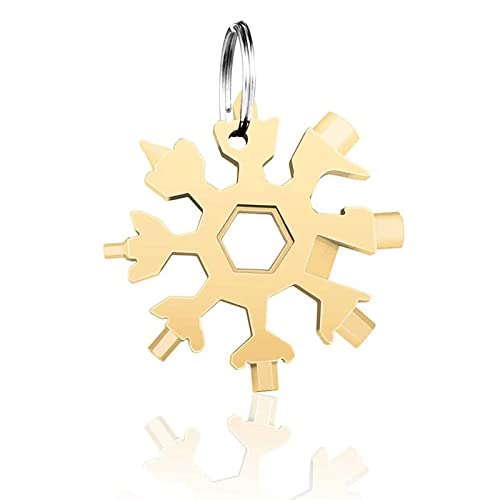 18 in 1 Werkzeug Schneeflocke,Flaschenöffner Gold,Multitool Schlüsselanhänger,Multifunktionswerkzeug Edelstahl Zubehör,Reise Camping Abenteuer für Kleines Geschenk für Männer für Papa