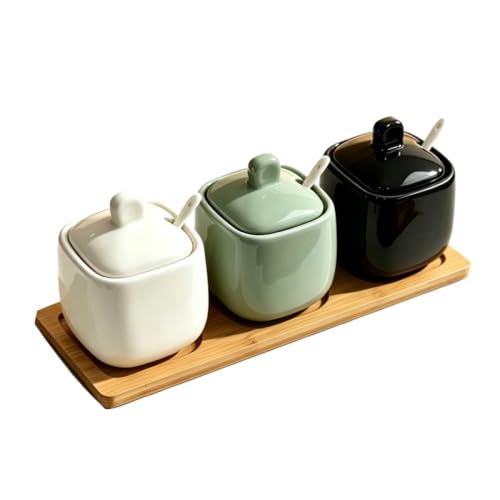 KXKJRYB Botes Especias,3pcs Con Palé De Madera Juego De Especieros-B