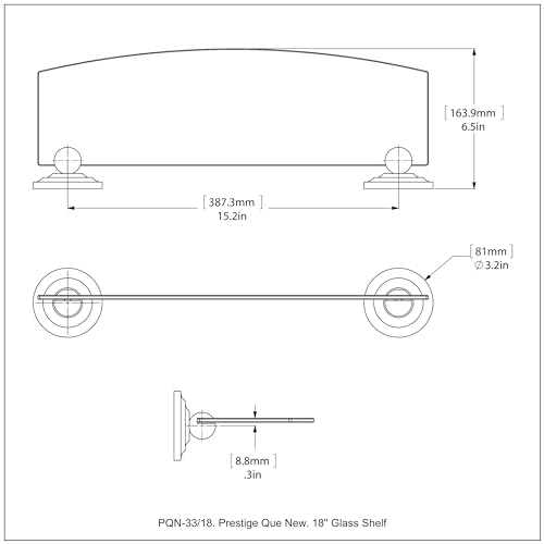 Allied Brass PQN-33/18 Prestige Que Collection 18 Inch Glass Shelf, Antique Bronze