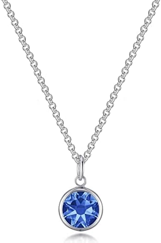 Philip Jones September (Sapphire) Birthstone Necklace Created with Zircondia® Crystals